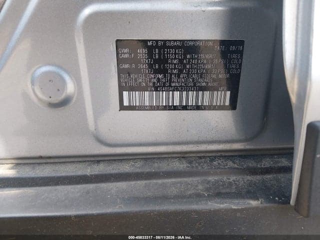 2019 SUBARU OUTBACK 2.5I PREMIUM 9