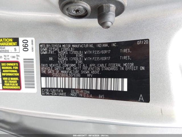 2020 TOYOTA SIENNA L 9