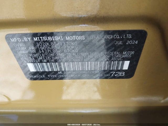 2024 MITSUBISHI MIRAGE ES/LE 9
