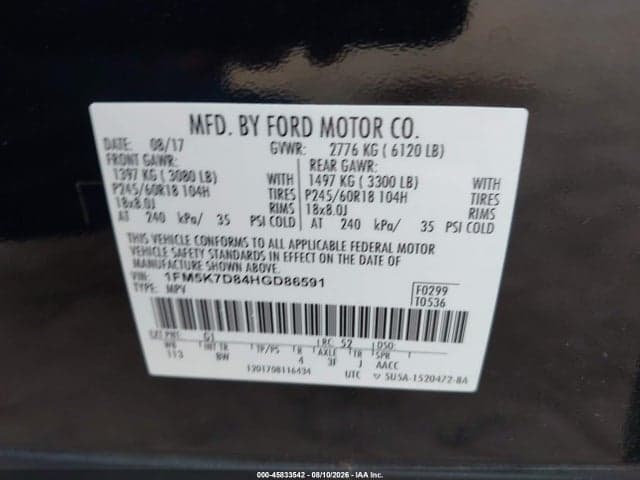 2017 FORD EXPLORER XLT 9