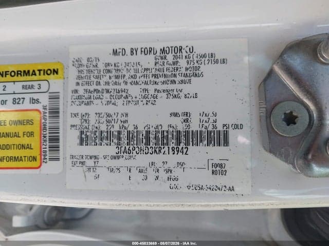 2019 FORD FUSION SE 9