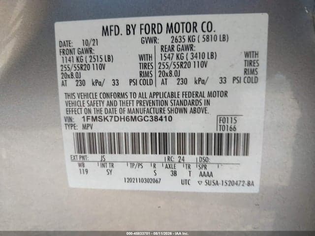 2021 FORD EXPLORER XLT 9