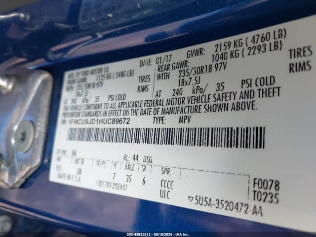 2017 FORD ESCAPE TITANIUM 9