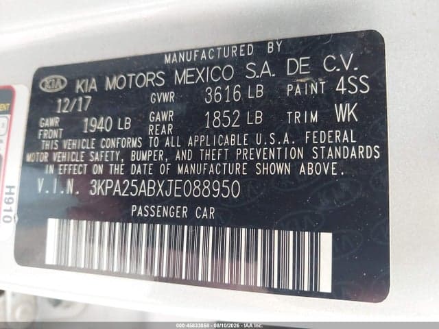 2018 KIA RIO LX 9