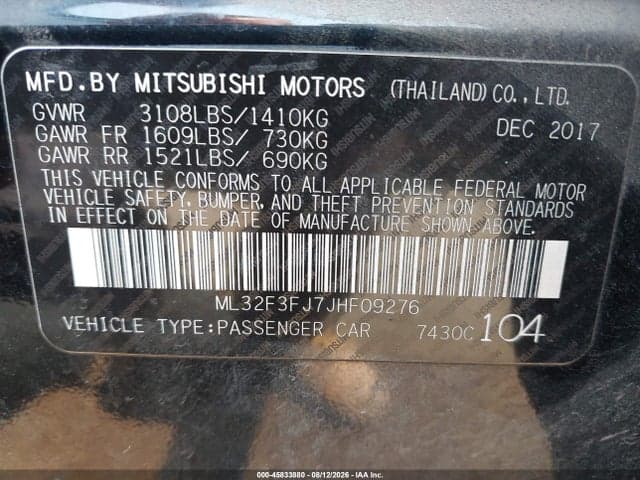 2018 MITSUBISHI MIRAGE G4 ES 9
