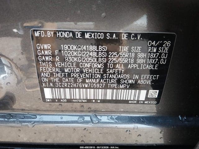 2027 HONDA HR-V EX- AWD 9