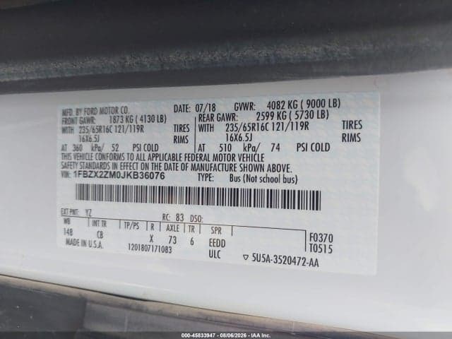 2018 FORD TRANSIT-350 XL 9