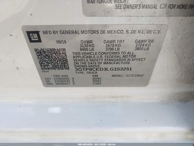 2020 GMC SIERRA 1500 2WD SHORT BOX ELEVATION 9