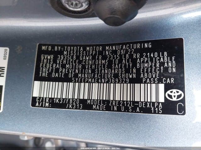 2022 TOYOTA COROLLA LE 9