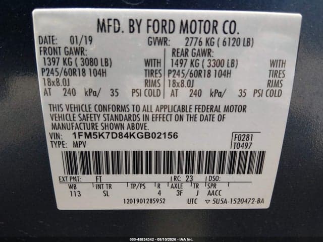 2019 FORD EXPLORER XLT 9