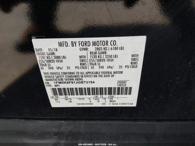 2018 FORD EXPLORER LIMITED 9