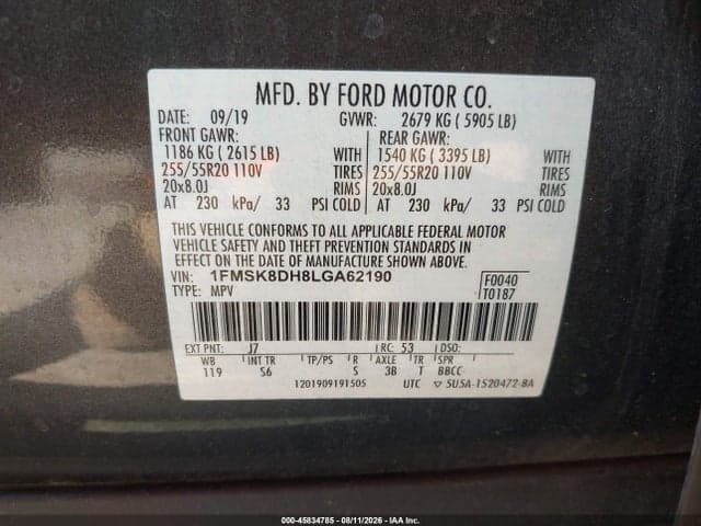 2020 FORD EXPLORER XLT 9