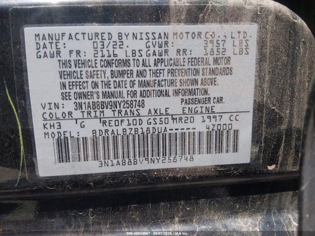 2022 NISSAN SENTRA S XTRONIC CVT 9