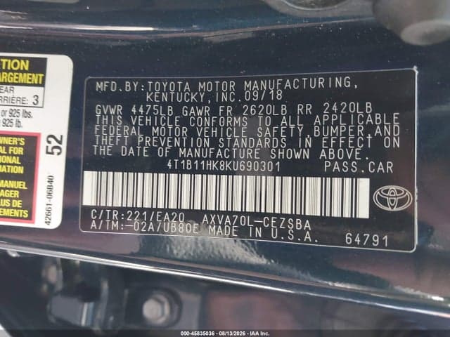 2019 TOYOTA CAMRY SE 9