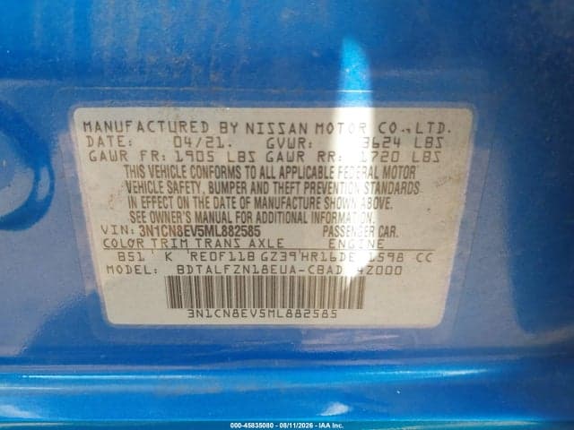 2021 NISSAN VERSA SV XTRONIC CVT 9