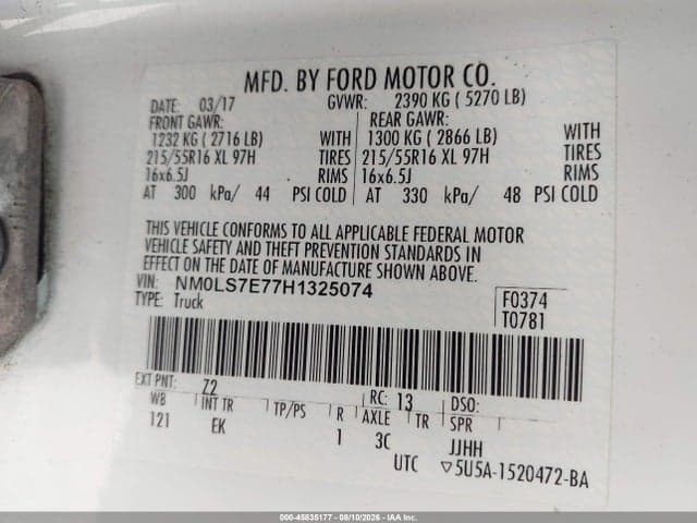 2017 FORD TRANSIT CONNECT XL 9
