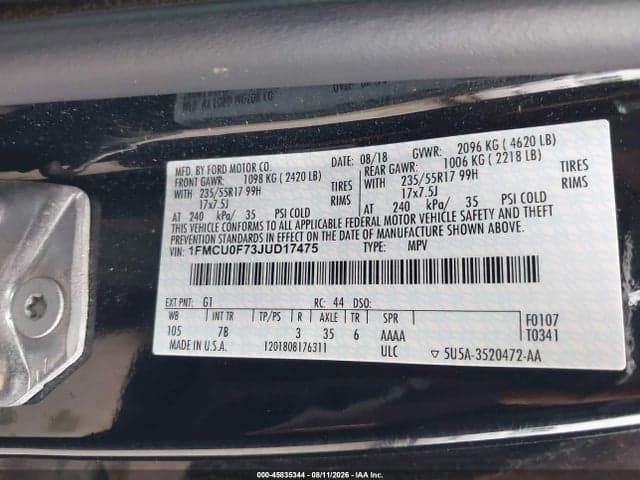 2018 FORD ESCAPE S 9