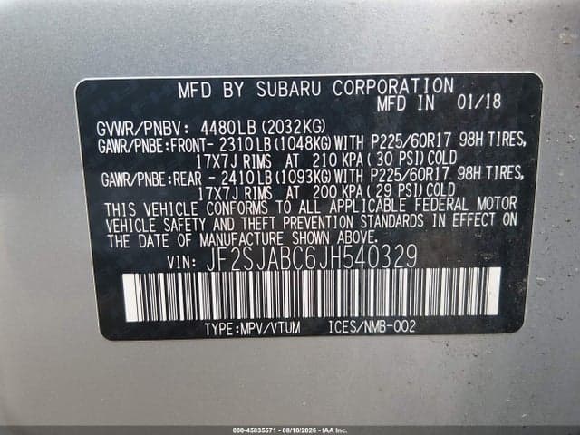 2018 SUBARU FORESTER 2.5I 9