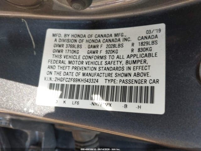 2019 HONDA CIVIC LX 9