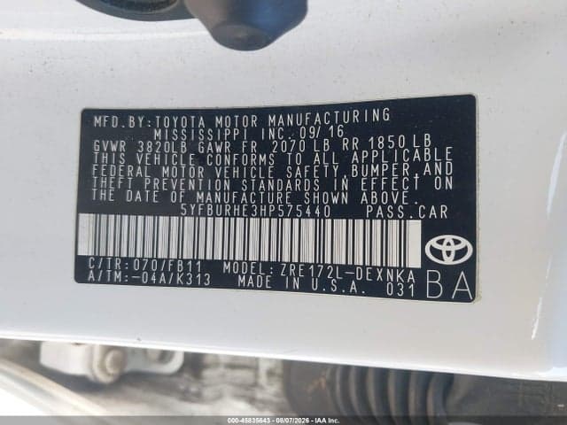 2017 TOYOTA COROLLA LE 9