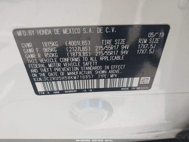 2019 HONDA HR-V EX 9
