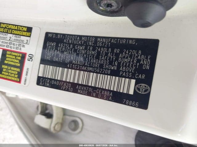 2021 TOYOTA CAMRY LE HYBRID 9