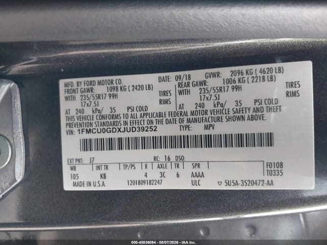 2018 FORD ESCAPE SE 9