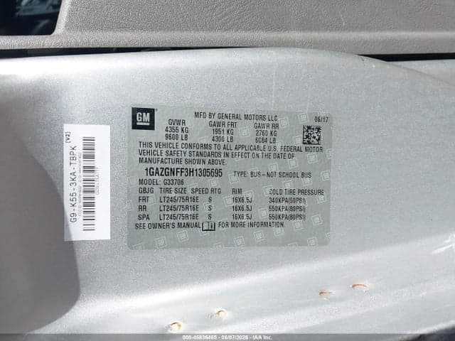 2017 CHEVROLET EXPRESS 3500 LS 9