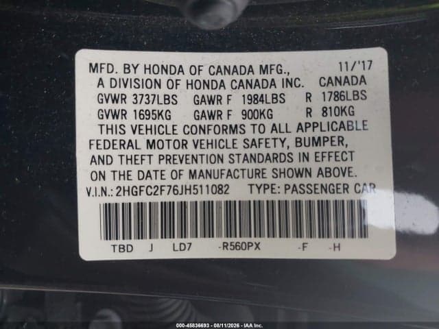 2018 HONDA CIVIC EX 9