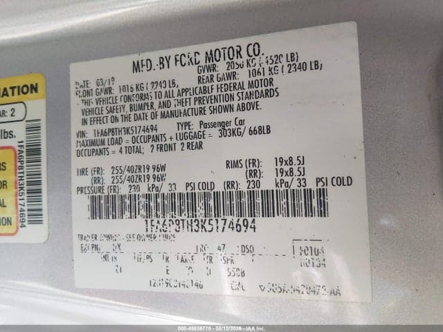 2019 FORD MUSTANG ECOBOOST 9