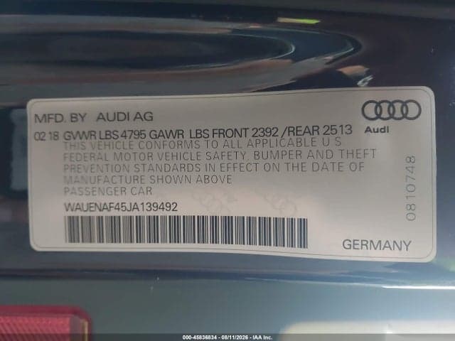 2018 AUDI A4 2.0T PREMIUM 9