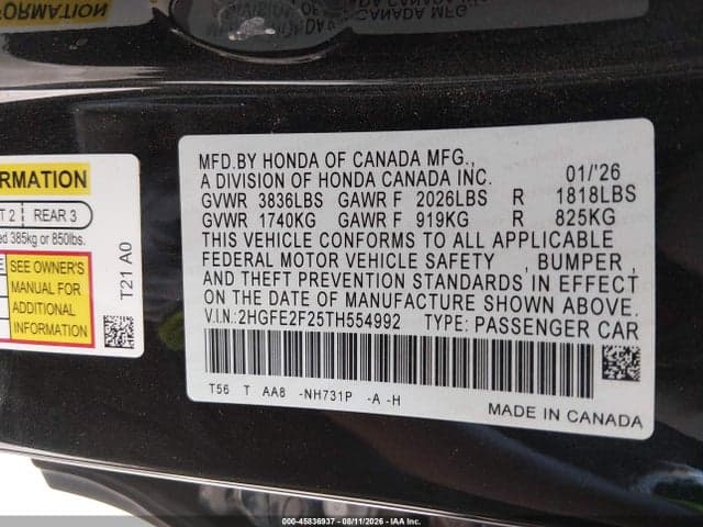 2026 HONDA CIVIC LX 9