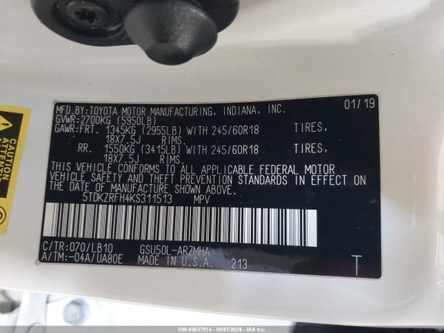 2019 TOYOTA HIGHLANDER XLE 9