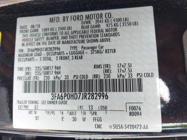 2018 FORD FUSION SE 9