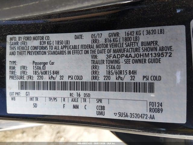 2017 FORD FIESTA S 9