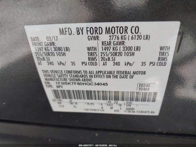 2017 FORD EXPLORER LIMITED 9