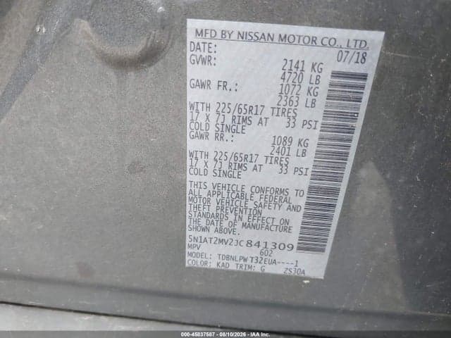 2018 NISSAN ROGUE S 9