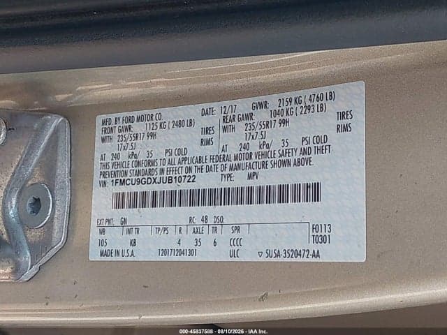 2018 FORD ESCAPE SE 9