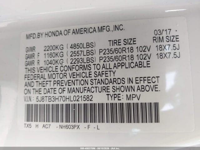 2017 ACURA RDX ADVANCE PACKAGE 9