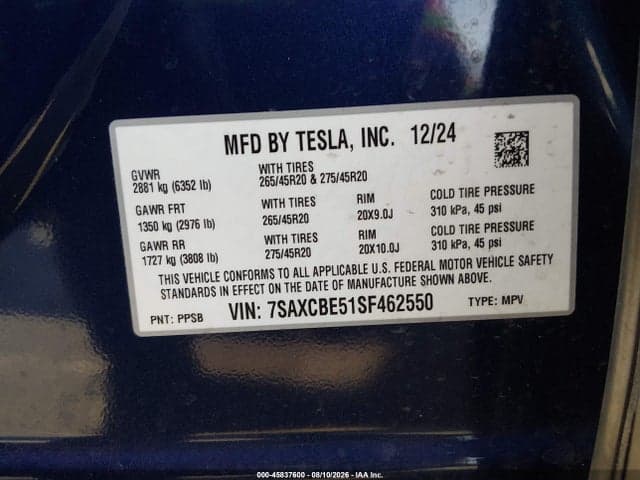 2025 TESLA MODEL X LONG RANGE 9