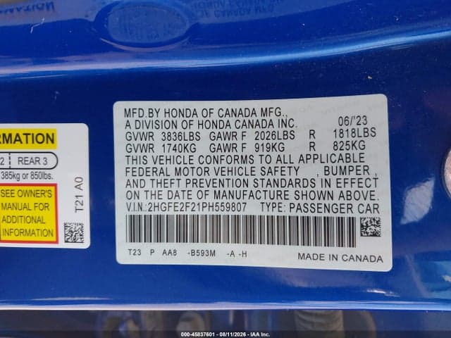 2023 HONDA CIVIC LX 9