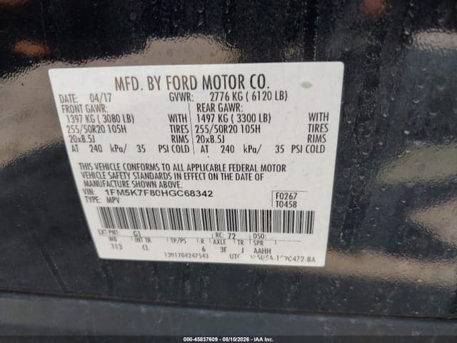 2017 FORD EXPLORER LIMITED 9