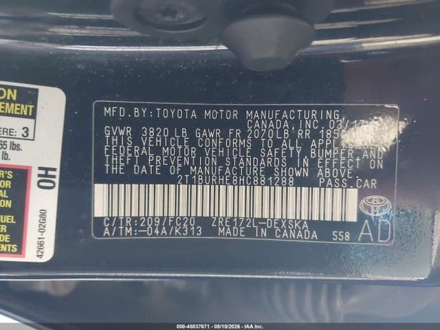 2017 TOYOTA COROLLA SE 9