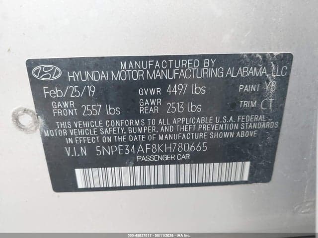 2019 HYUNDAI SONATA SPORT 9