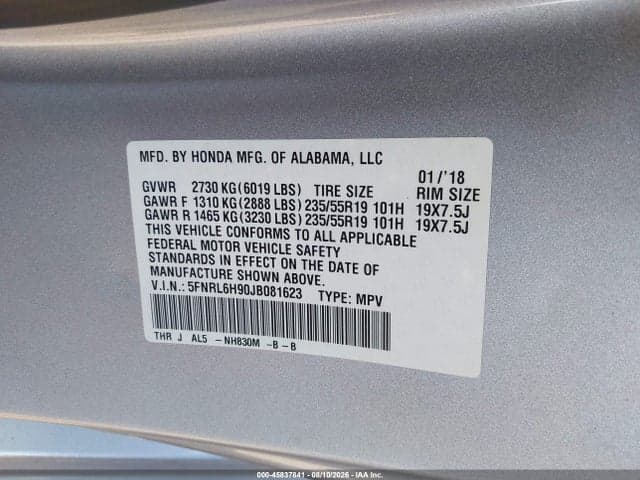 2018 HONDA ODYSSEY ELITE 9