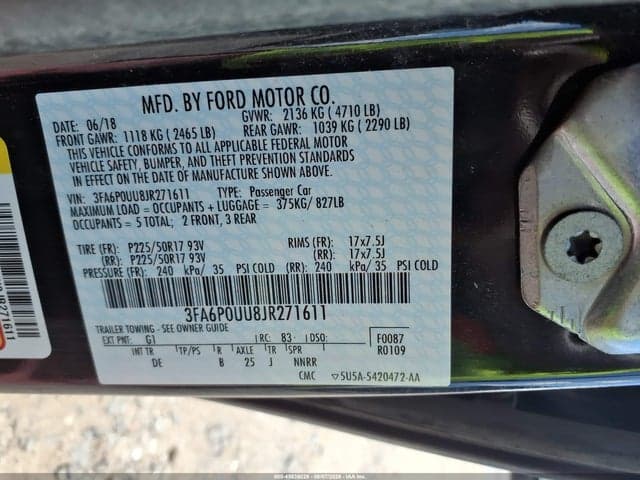 2018 FORD FUSION HYBRID S 9