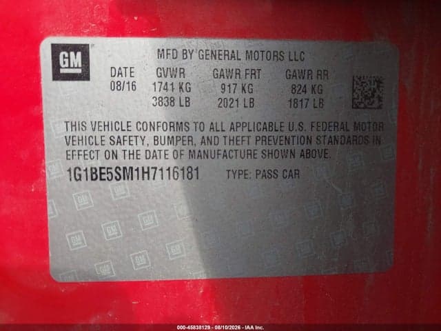 2017 CHEVROLET CRUZE LT AUTO 9