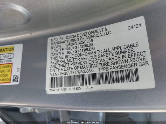 2021 HONDA ACCORD LX 9