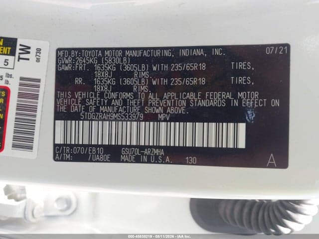 2021 TOYOTA HIGHLANDER XLE 9