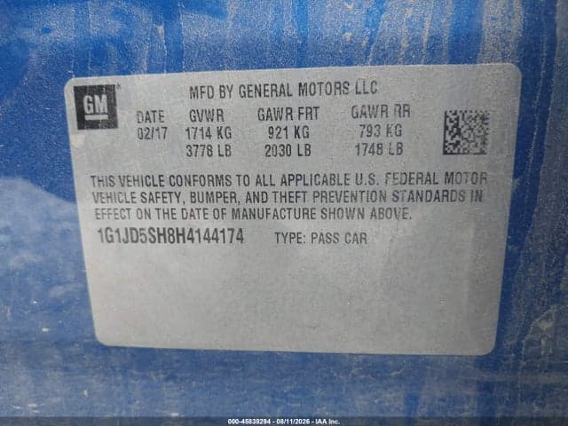 2017 CHEVROLET SONIC LT AUTO 9